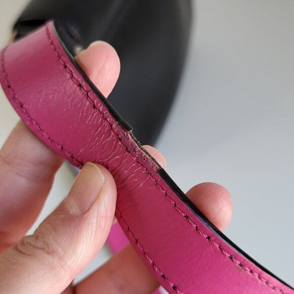 Kate Spade Black Leather Crossbody • Pink Strap - Picture 7 of 10